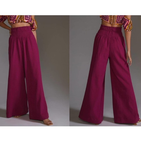 Anthropologie Pants & Jumpsuits Anthropologie Smocked Gauzy Wide